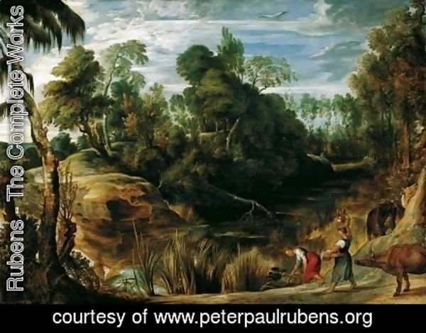 Rubens - Landscape with Milkmaids and Cows 1616