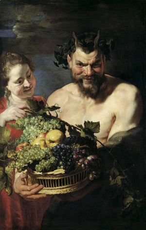Satyr and Maid with Fruit Basket 1615