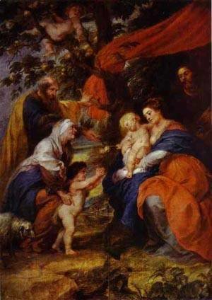 Rubens - The St Ildefonso Altar (Outer Wings) The Holy Family Under The Apple Tree 1630-1632
