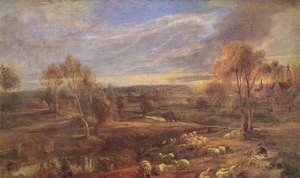 Rubens - Evening Landscape with sheep and herd