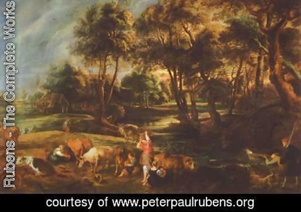 Rubens - Landscape with cows and ducks hunters