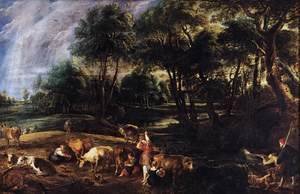 Landscape with Cows and Wildfowlers c. 1630