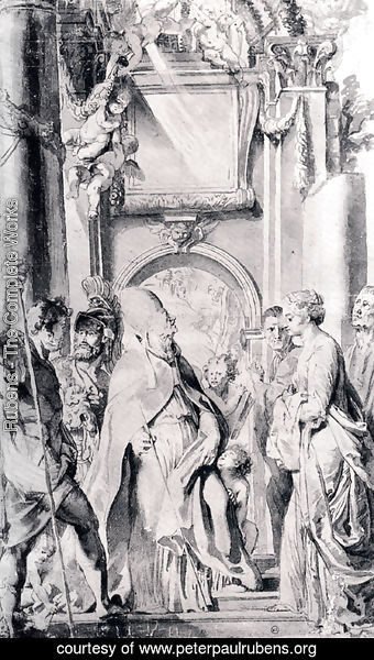 Rubens - Saint Gregory With Saints Domitilla, Maurus, And Papianus