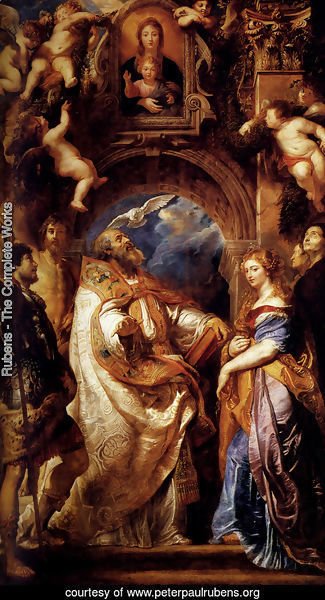 Saint Gregory With Saints Domitilla  Maurus And Papianus